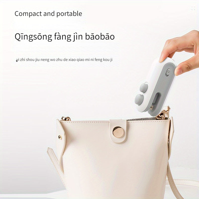 Sellador de alimentos portátil a batería, recargable por USB, plástico, para sellar al vacío snacks y conservar alimentos