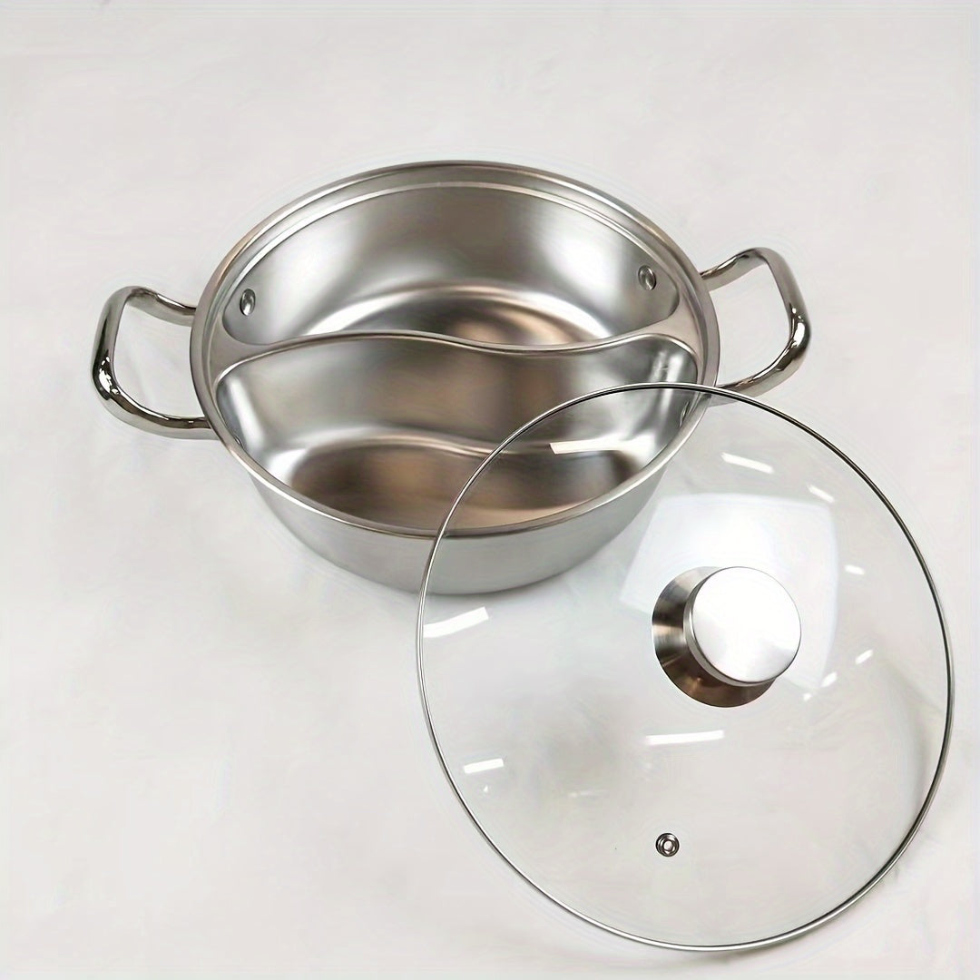 Stainless Steel Chinese Hot Pot Set with Double-Flavor and Magnetic Stove Compatibility