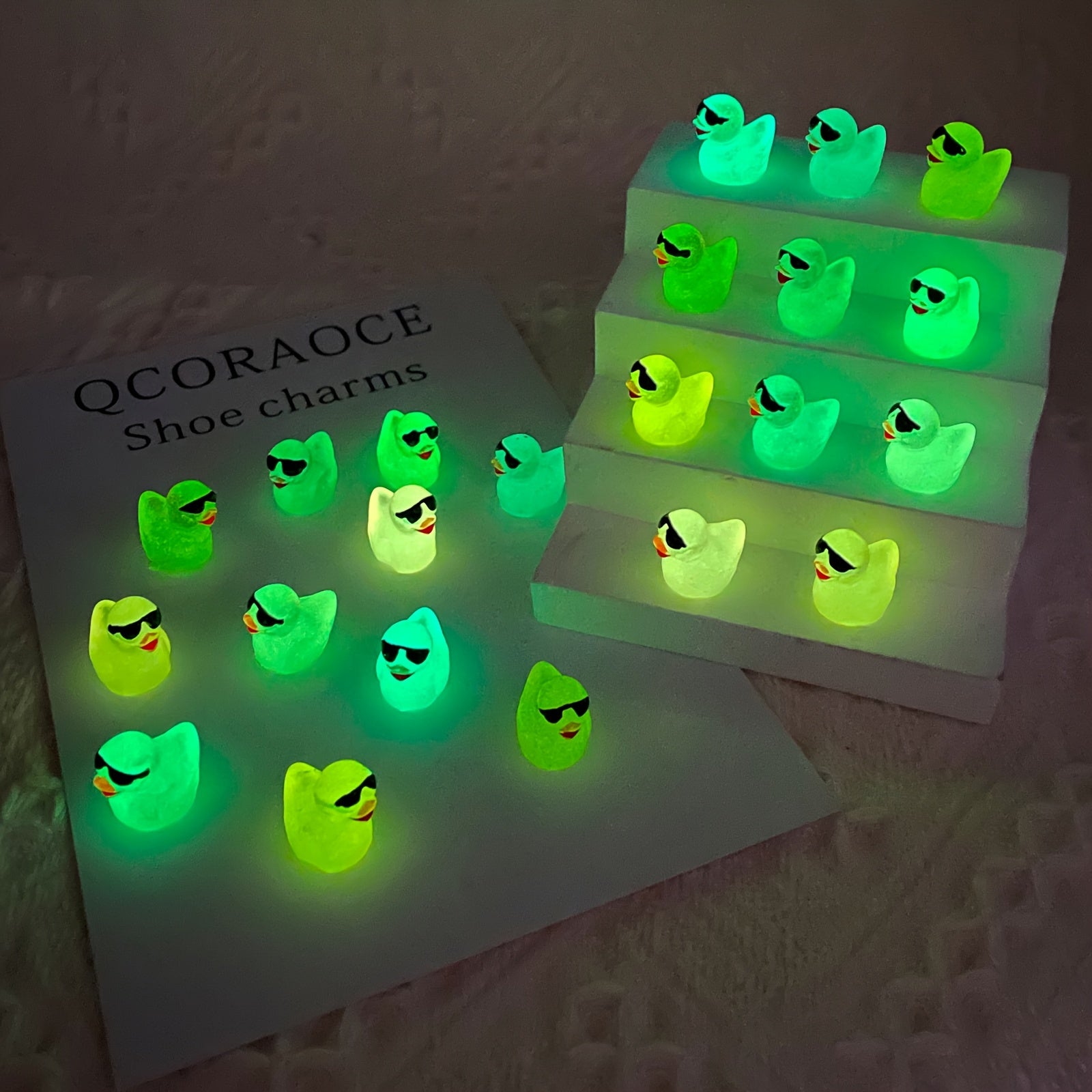 Kids Duck Shoe Charms 16-Piece Glow-in-The-Dark Summer Accessories
