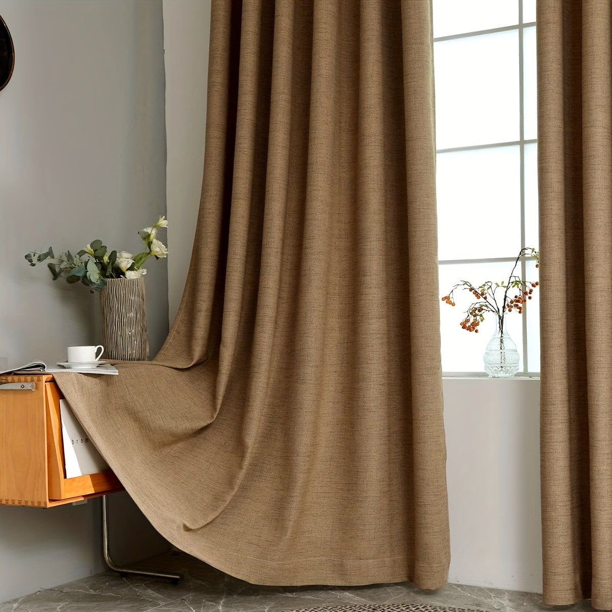 Vintage-ilhomlangan Meteor Burlap Qora O'chirish Pardasi - Dog'ga chidamli, Rod Pocket Dizayni, Pleated Polyester, Yashash xonasi va Yotoqxona uchun, Yorug'likni to'suvchi, Oson parvarish, Yashash xonasi pardalari