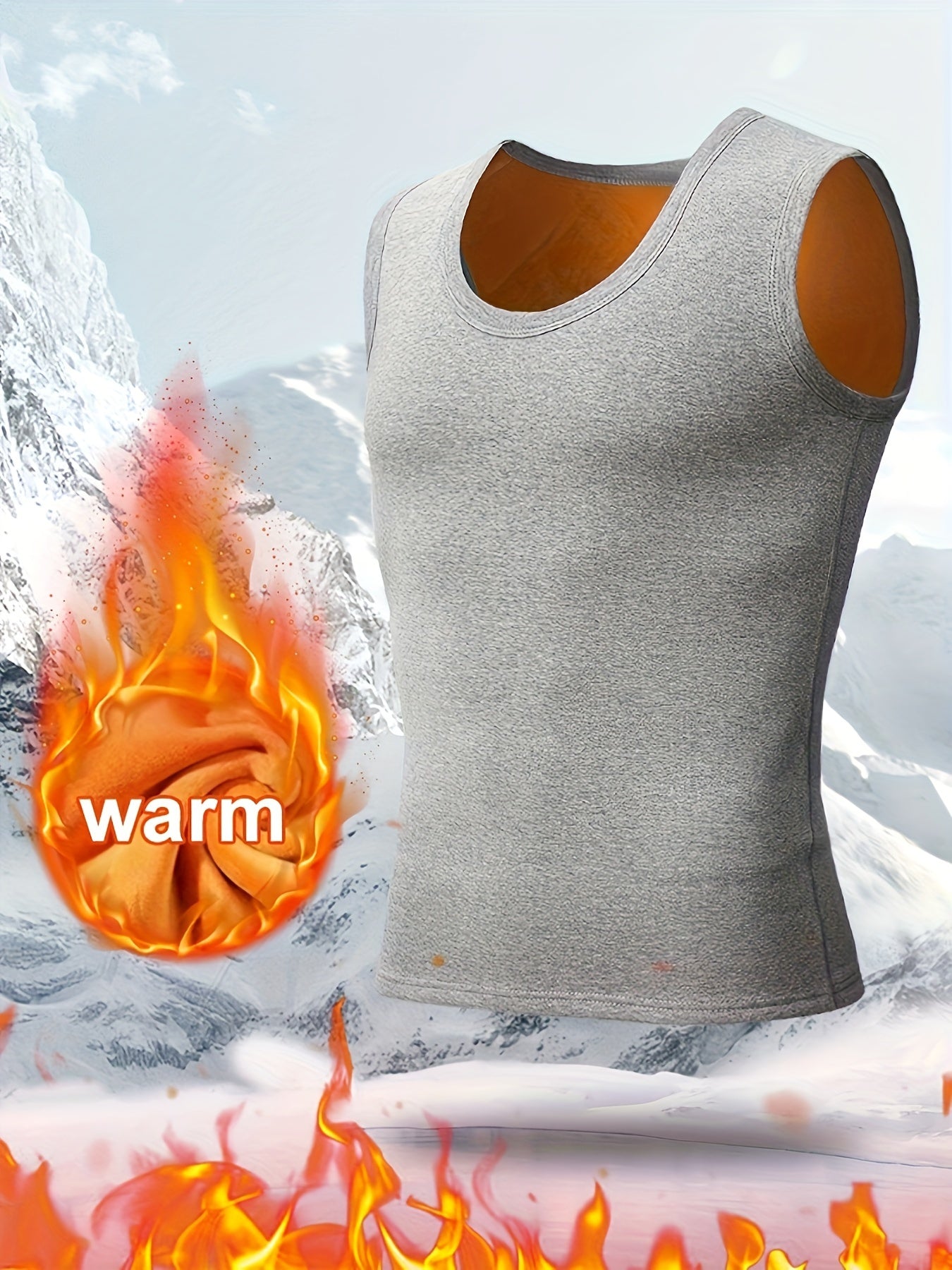 Men's Slim Fit Thermal Tank Top Windproof Fleece Lined for Fall Winter Outdoor