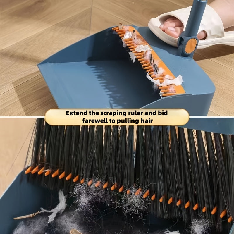 3-Piece Broom Set with Bendable Brush Head Dustpan and Water Board for Home Cleaning