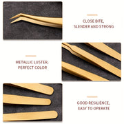 7-Piece Stainless Steel Eyelash Tweezers Set for False Eyelash and Eyebrow Grooming