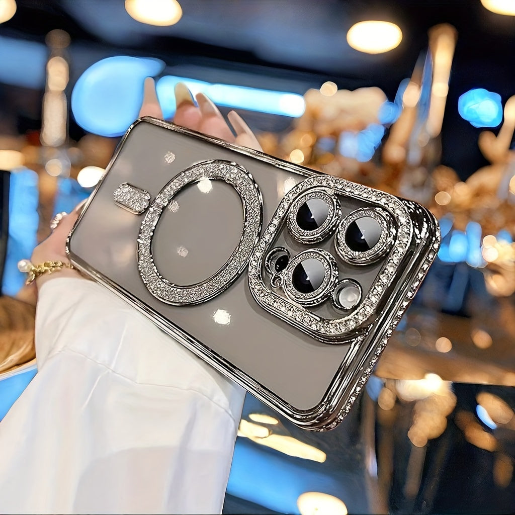 Luxury Rhinestone Magnetic Phone Case for iPhone 11 Pro Max Lens Protection