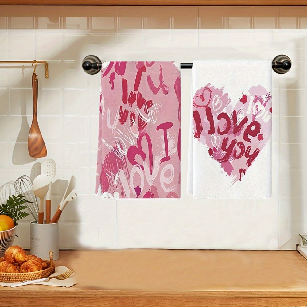 Kitchen Cleaning Set With Heart Pattern Dishcloth Scouring Pad and Cloth