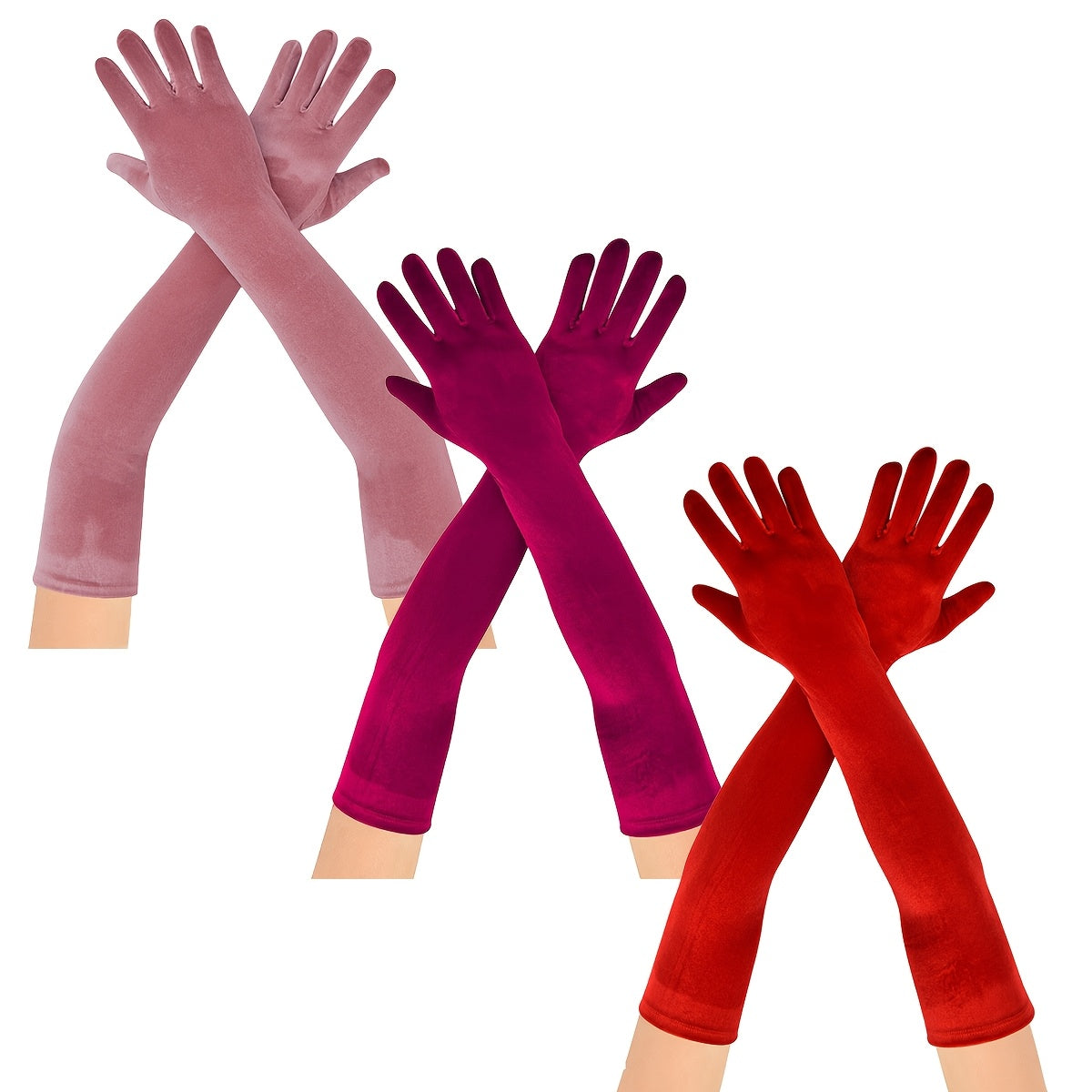 Set of Three Velvet Gloves for Women Christmas Wedding Tea Party Hand Wash