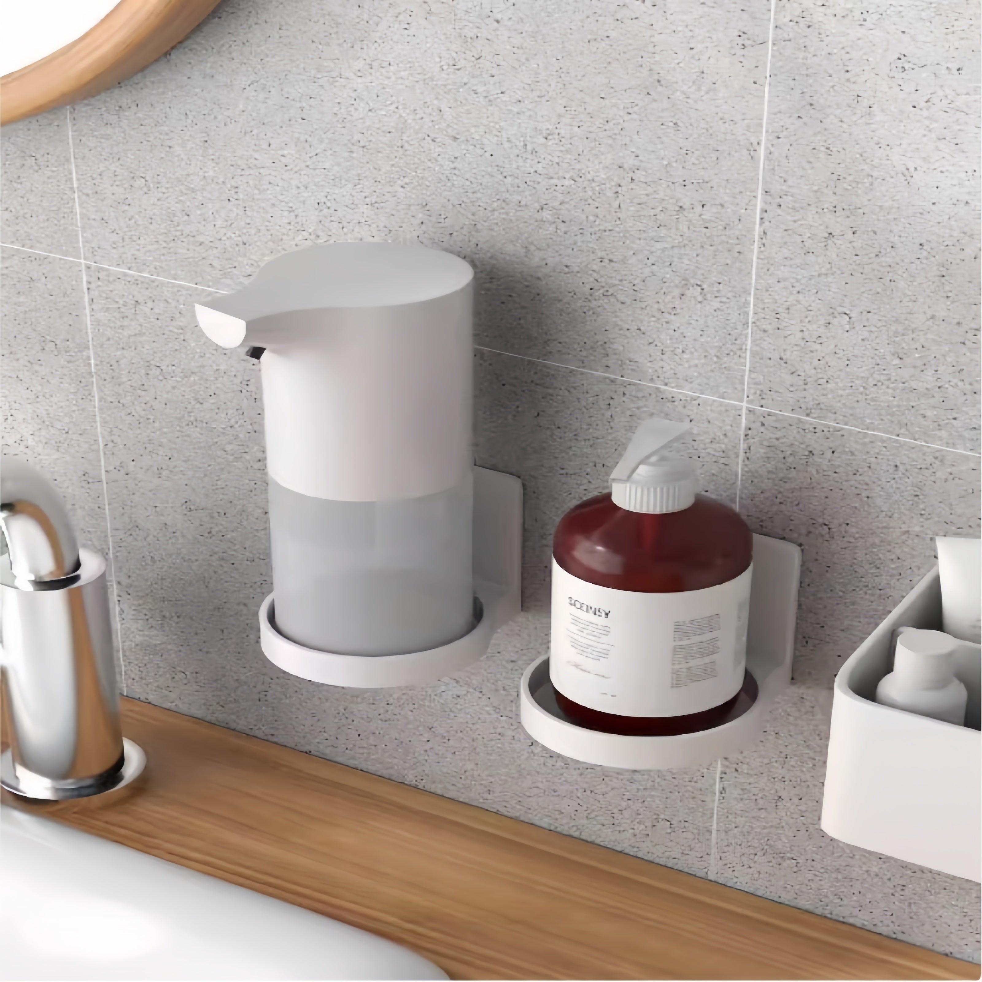 Plastic Wall-Mounted Storage Rack for Kitchen Spices and Toiletries No Drilling