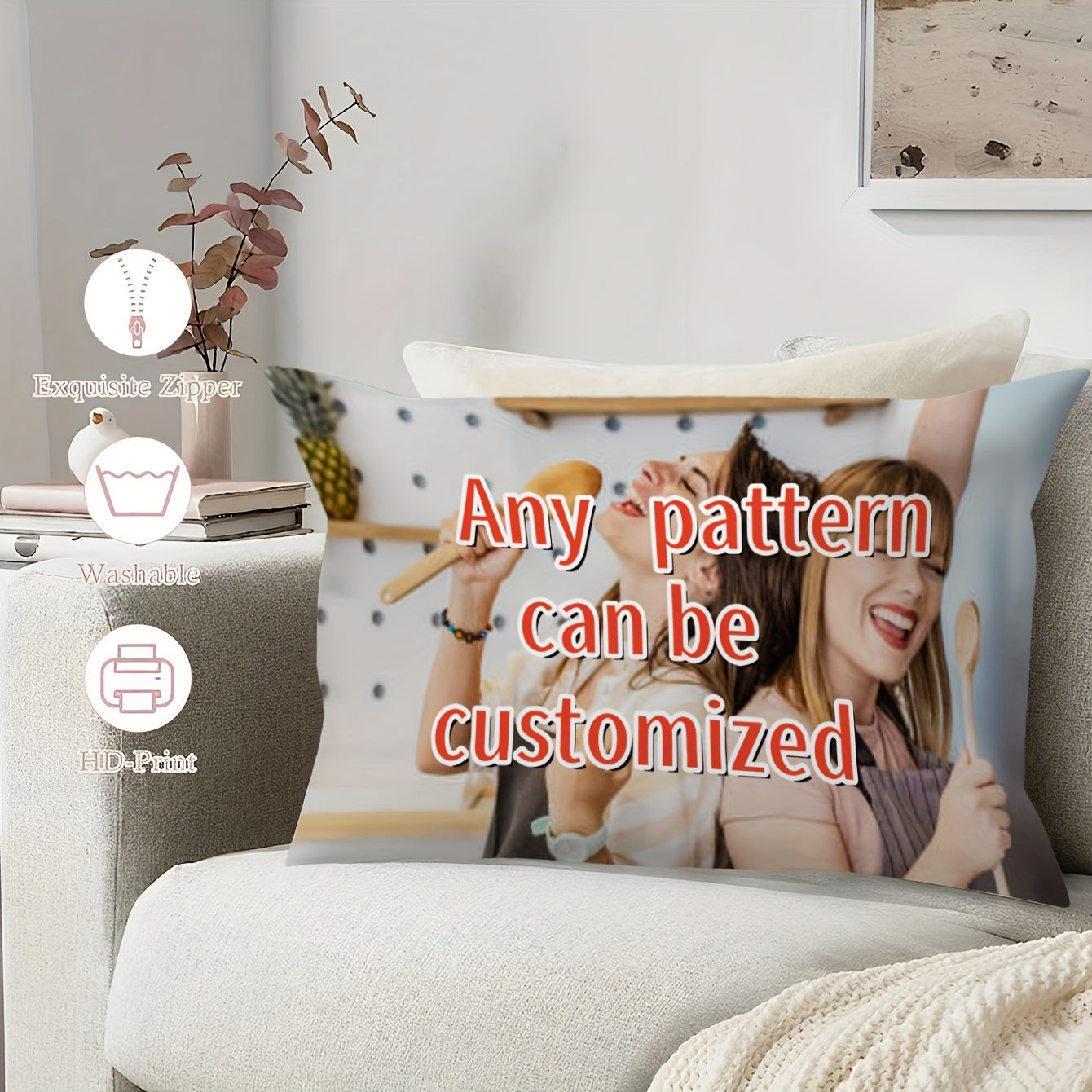 Personalized Double-Sided Plush Pillowcase with Photo and Text 30x50cm Gift