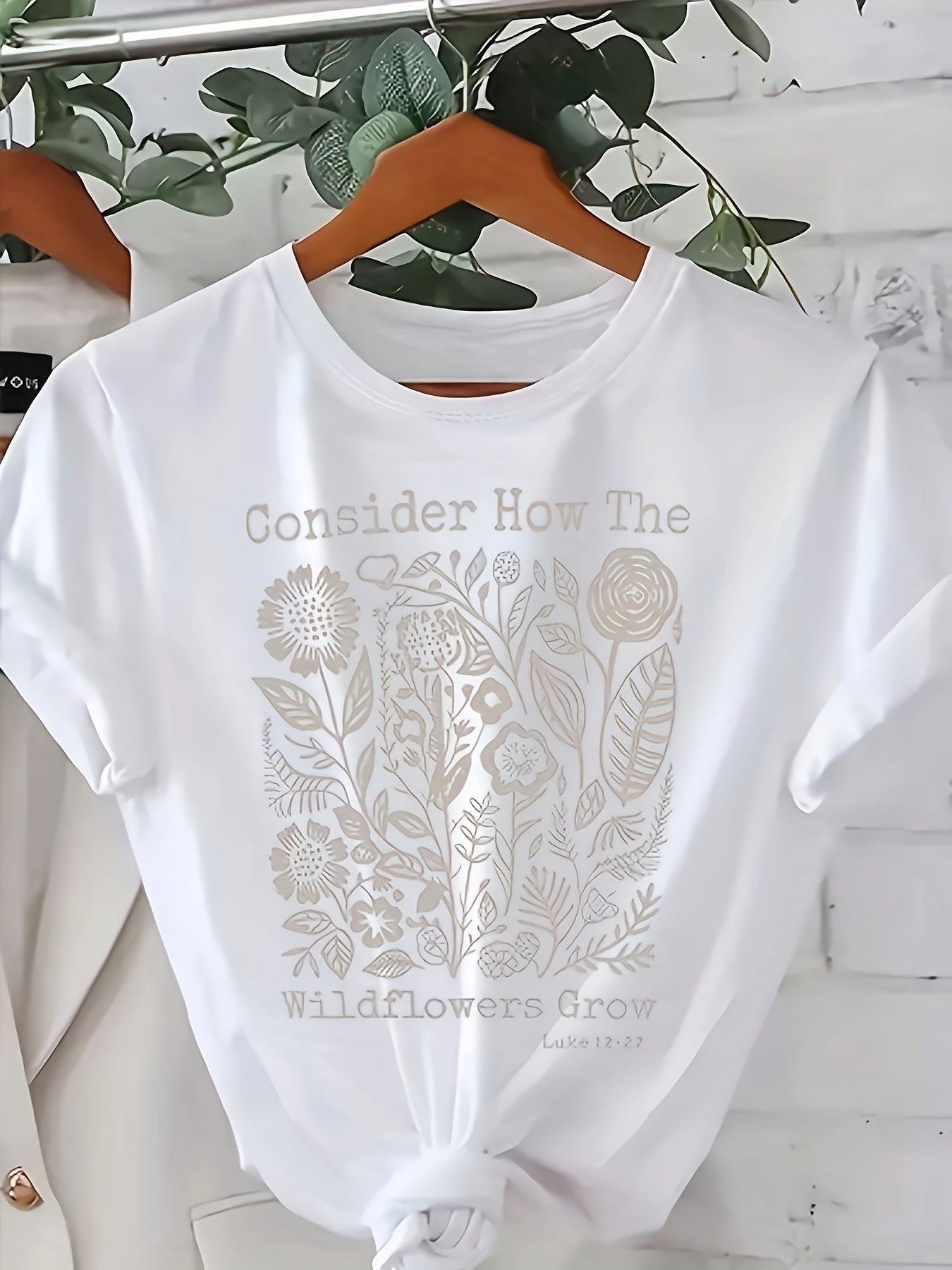 Женская футболка с цветочным графическим принтом, большой размер, белая, короткий рукав, винтажный повседневный стиль