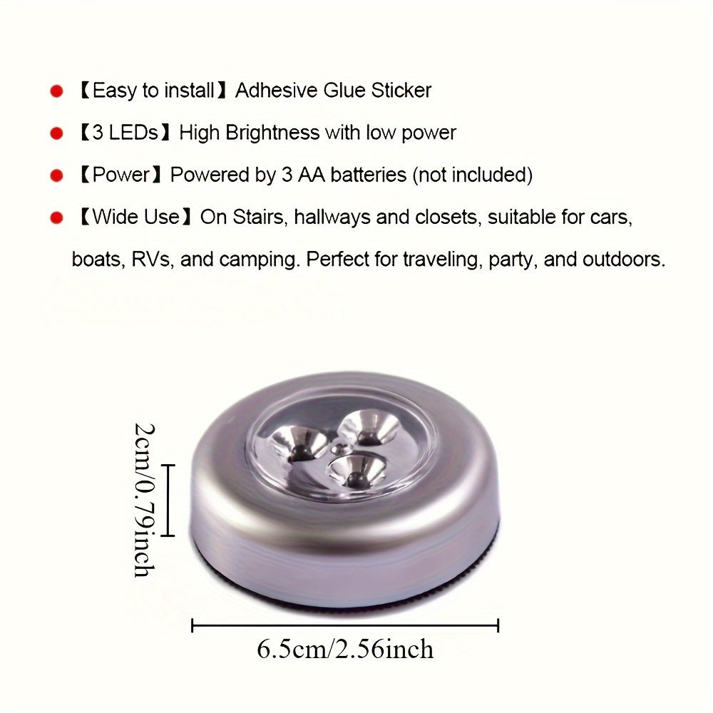 2-Pack Space-Themed LED Night Lights Battery-Powered Ceiling Downlights for Bedroom Hallway Cabinet