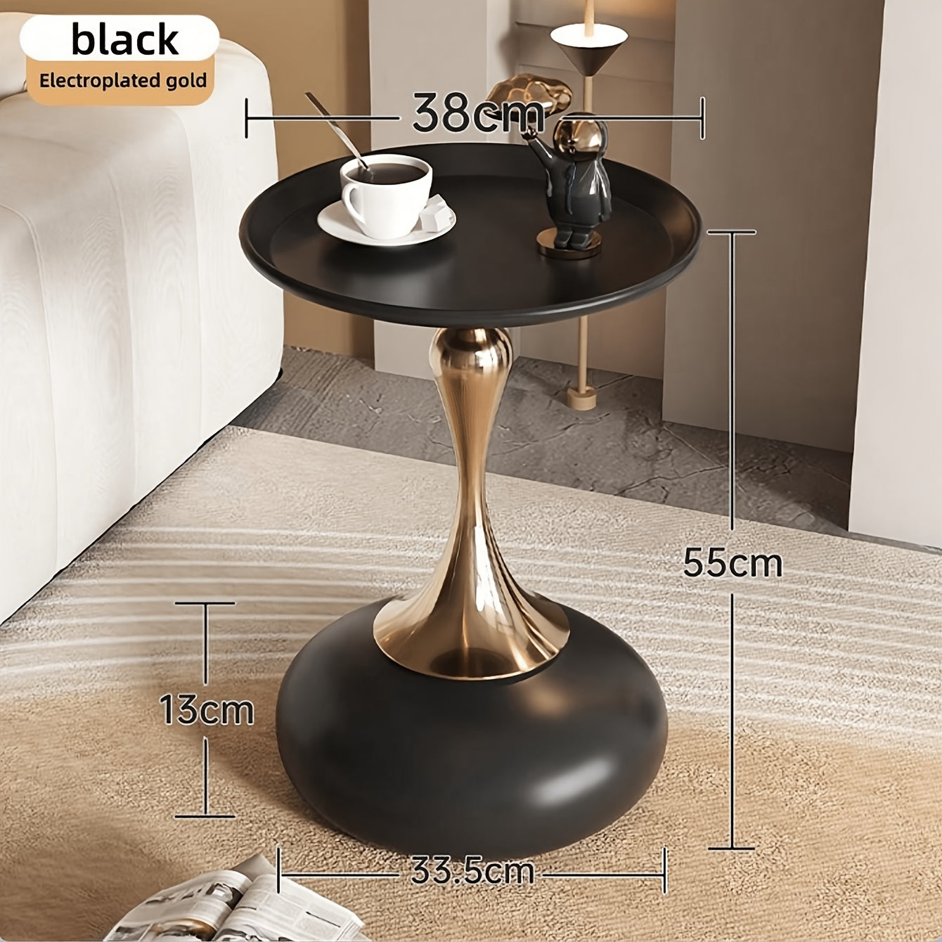 Glam Style Round Metal Side Table Unfinished Finish Portable Living Room End Table