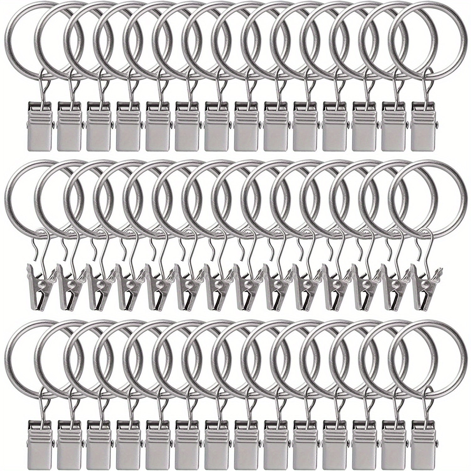 44 Gold Curtain Rings Clips Set for 5/8 Inch Rods with Hooks and Rings