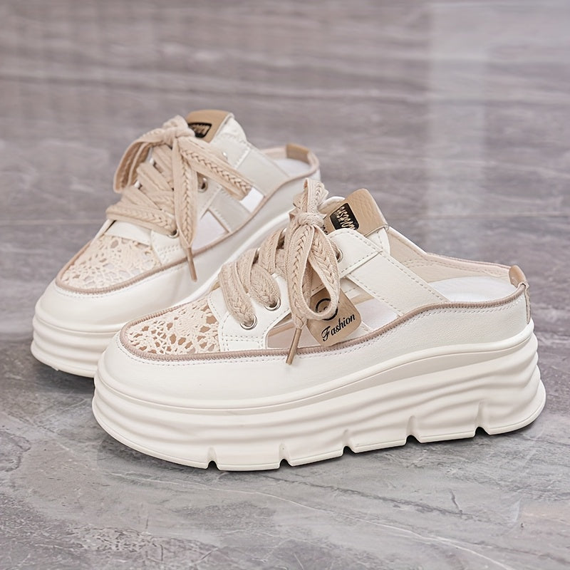 Women's Flat Sandals White Beige Hollow Out Breathable Casual Shoes