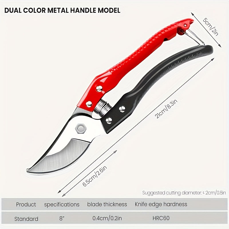 Heavy Duty Pruning Shears Garden Scissors for Tree and Rose Trimming Chrome Vanadium Steel Black