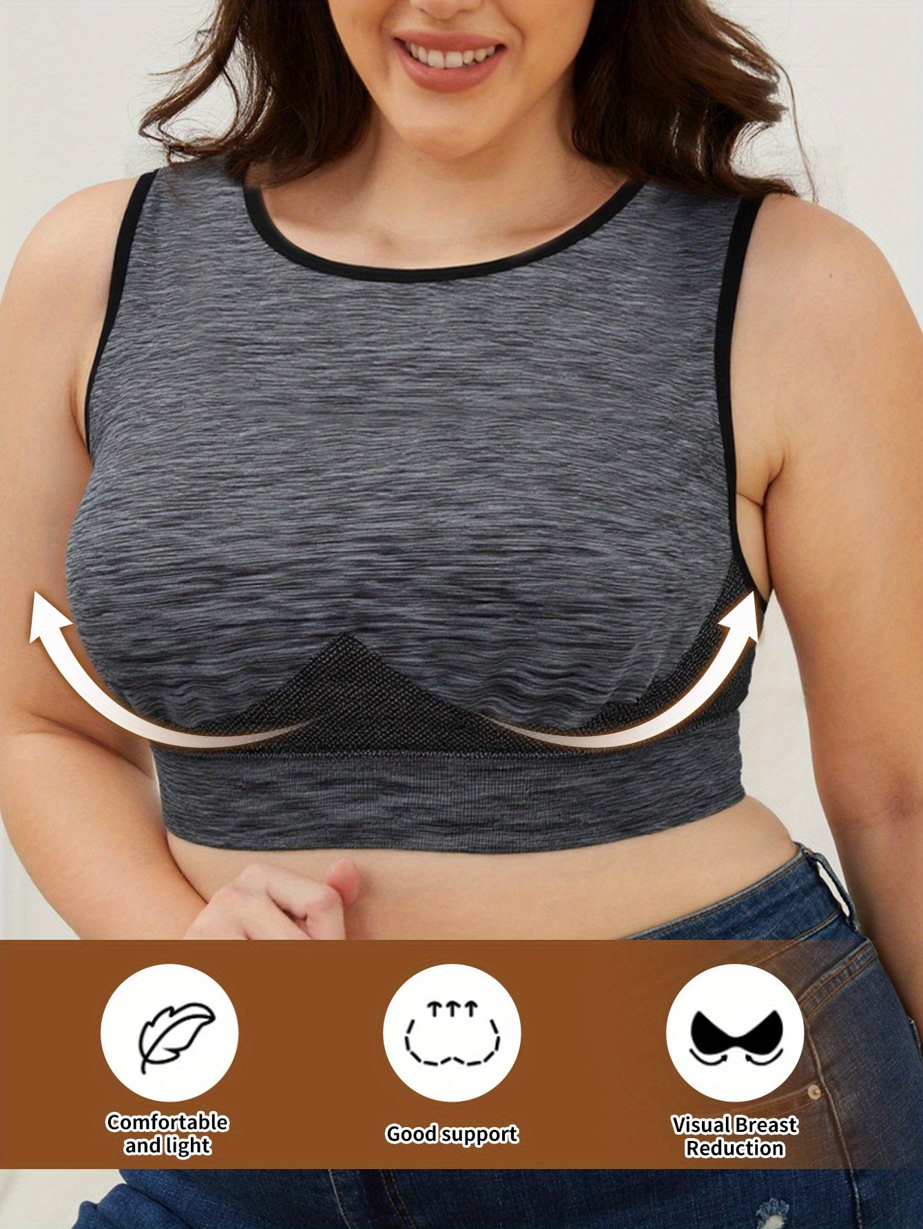 Women's Seamless Breathable Sports Bra Tummy Tuck Lift Comfortable Large