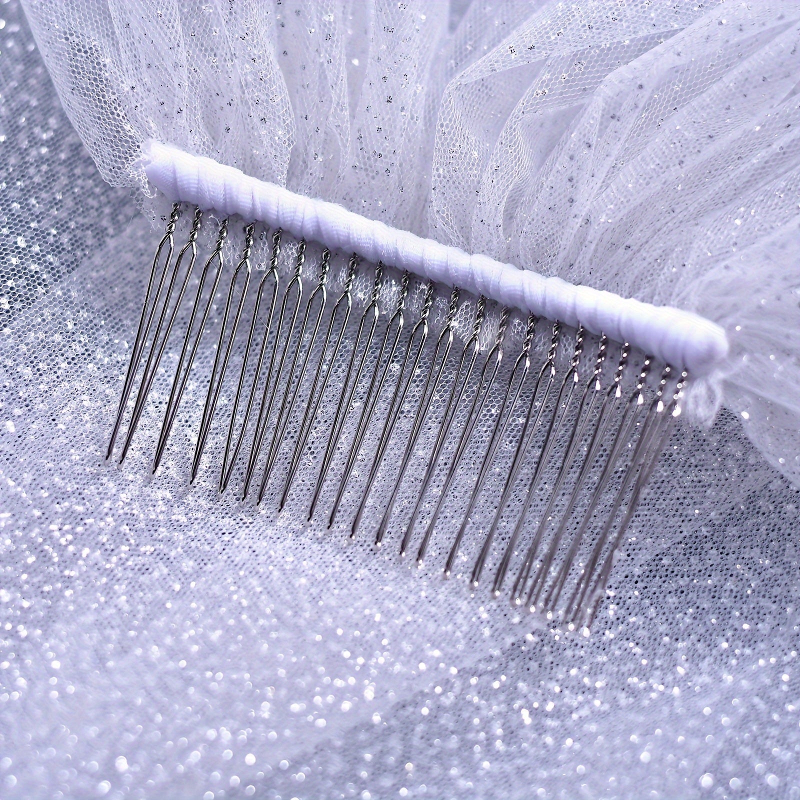 Wedding Hair Accessories Bridal Veil with Shimmering Floral Design for Wedding Day