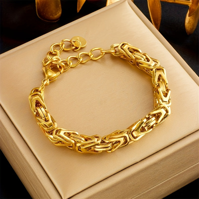 Women's Gold Stainless Steel Thick Chain Bracelet for Daily Wear and Parties