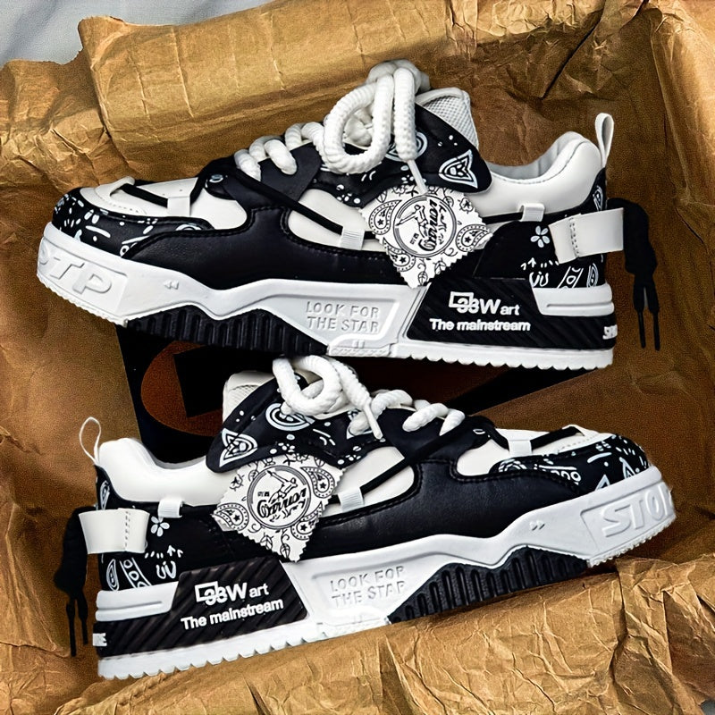 Zapatillas casuales de skate para hombres para deportes al aire libre y fiestas, diseño de aumento de altura plano