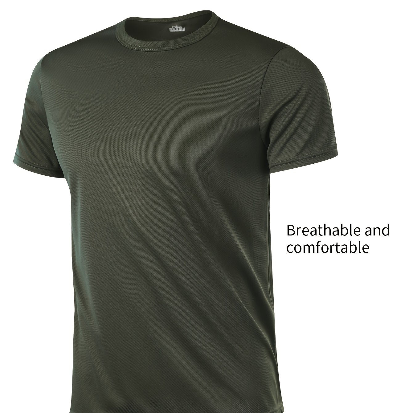 Men's Quick-Dry Athletic T-Shirt Breathable Moisture-Wicking Solid Color Crew Neck for Gym Running