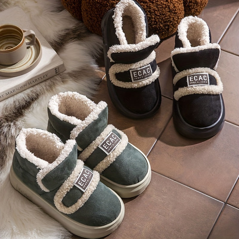 Women's Ankle Boots Minimalist High-Top Short Plush Lined Color Block