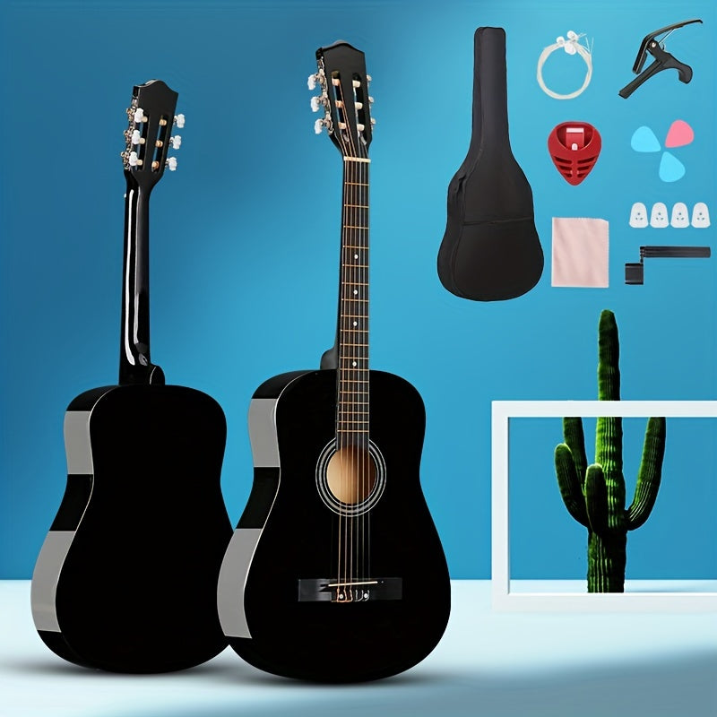 Kit de guitarra acústica clásica para adultos y adolescentes de 30/38 pulgadas con púas, bolsa y estuche