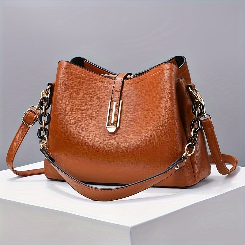 Women's White PU Shoulder Crossbody Bag for Spring and Summer Elegant Fashion