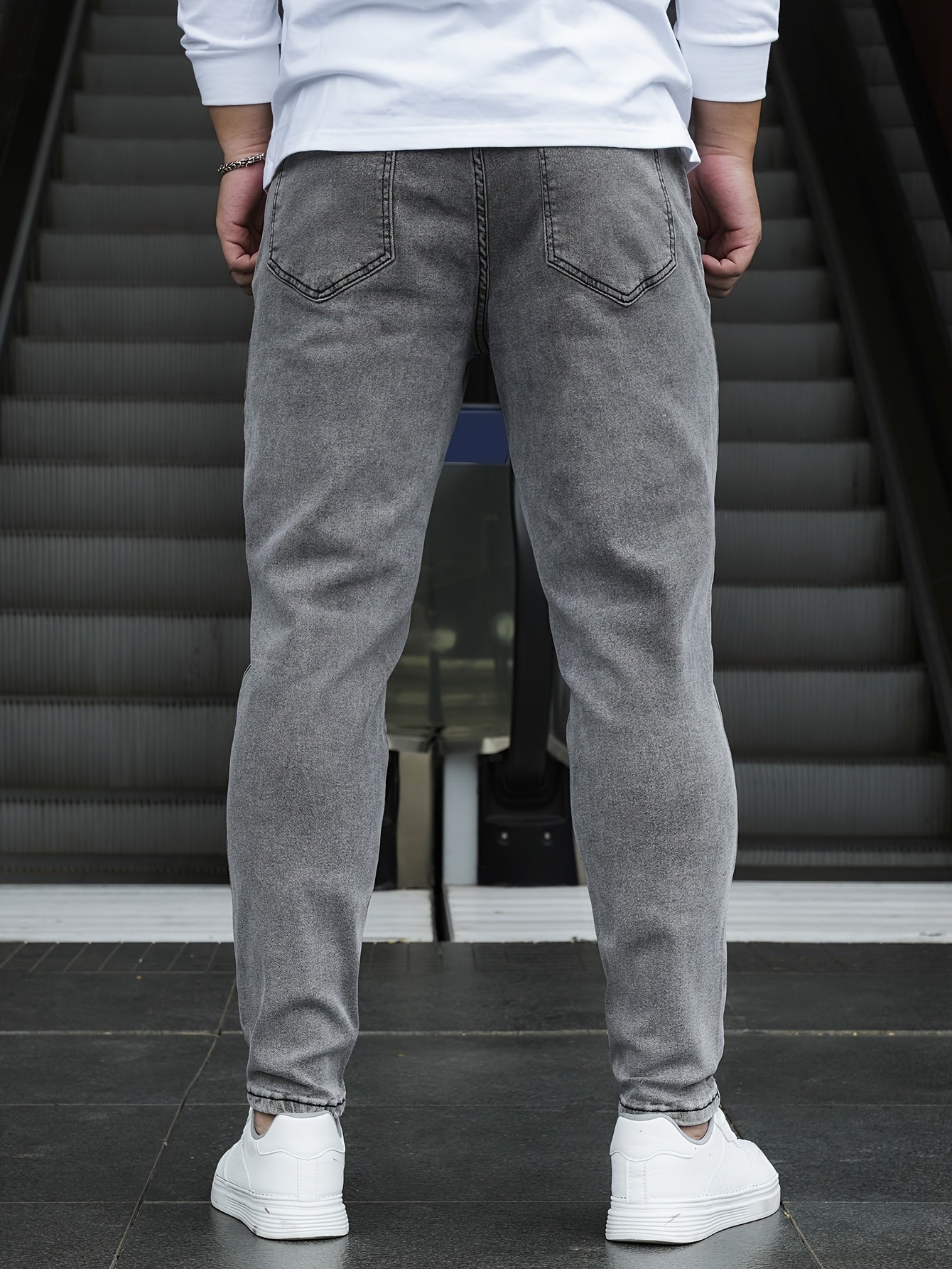 Men's Plus Size Loose Fit Jeans Rayon Blend Solid Color All-Season