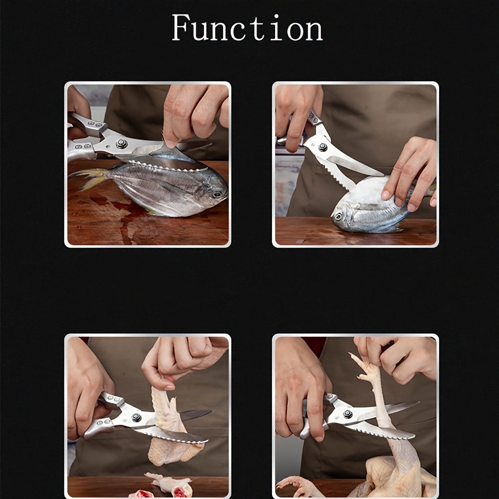 Heavy Duty Stainless Steel Kitchen Scissors for Meat Fish Vegetables and BBQ