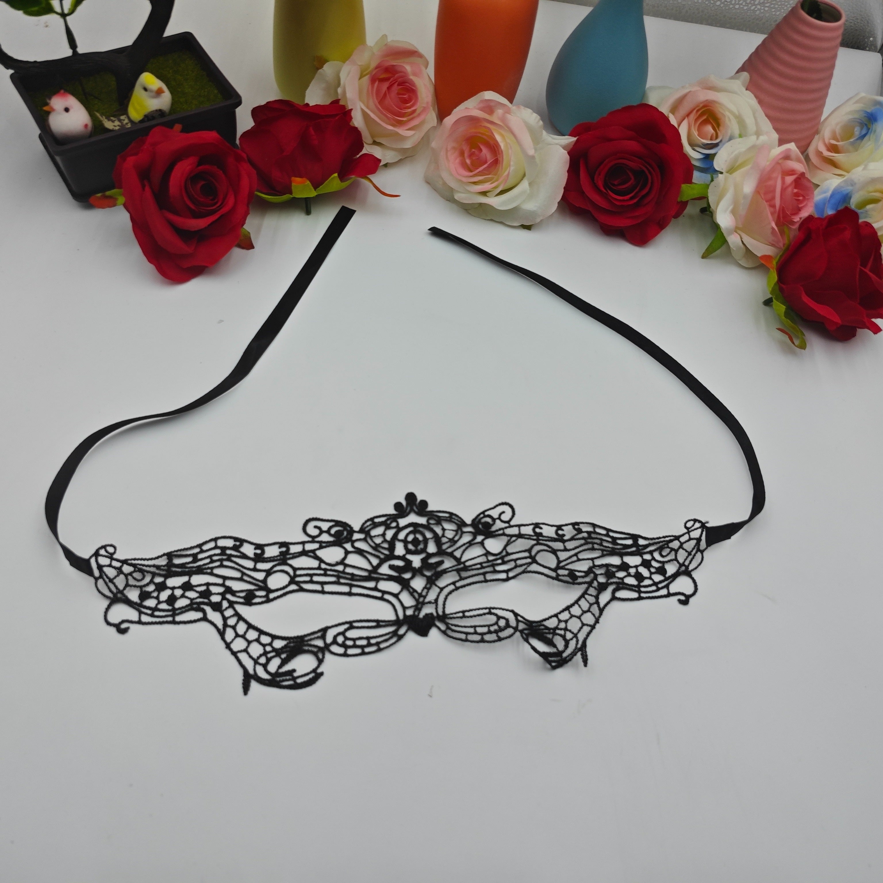 Semi-Sheer Floral Lace Blindfold for Women's Lingerie and Underwear