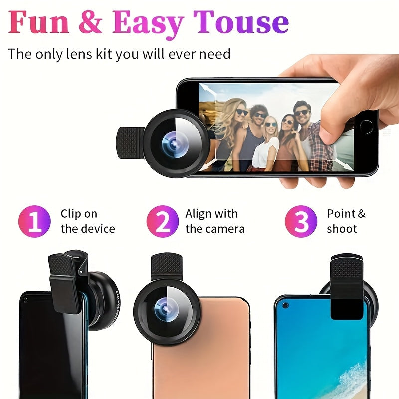 Ultra-Wide Angle Macro Lens for Smartphones and Cameras with Optical Zoom and Accessories