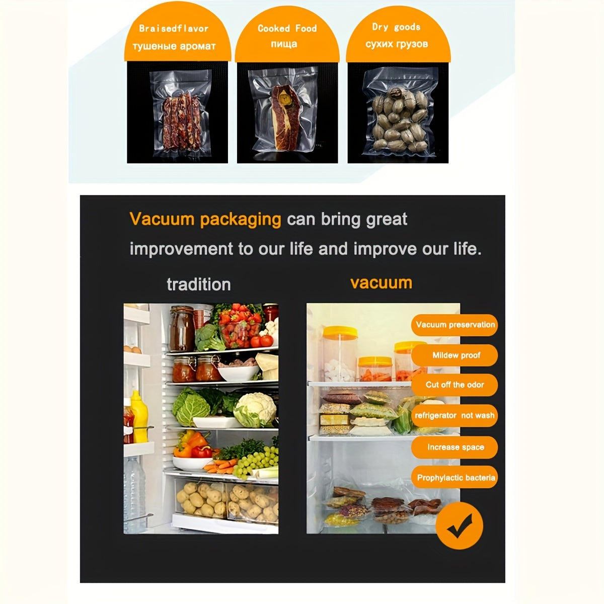 Pack of 50 Food Storage Vacuum Sealer Bags for Kitchen and Dining