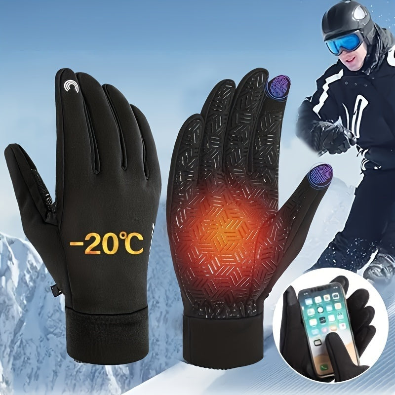 Winter Cycling Gloves Men Women Two-Finger Silicone Reflective Strips