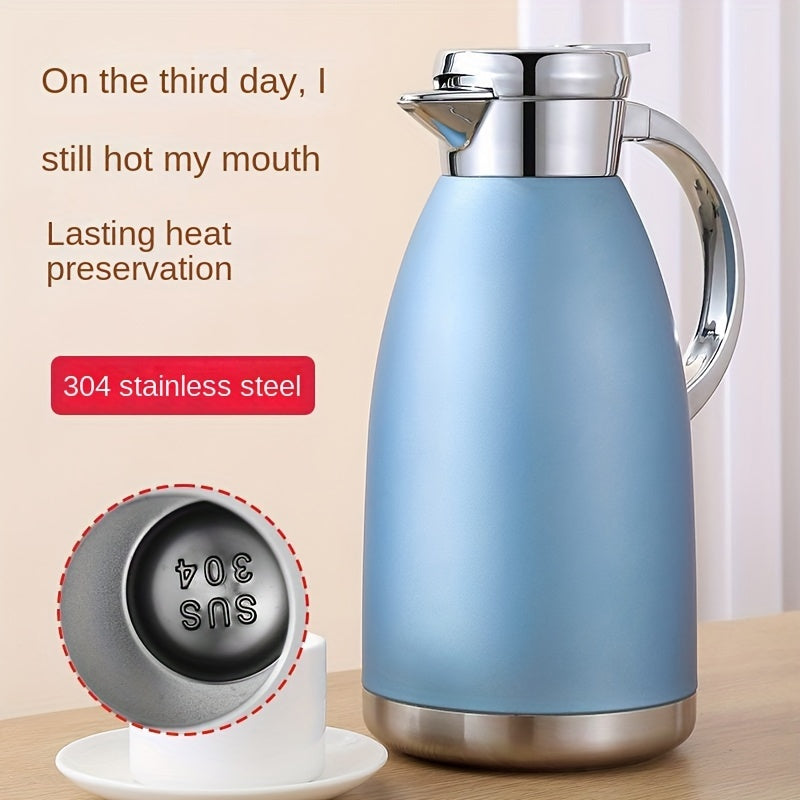 Blue 1.8L Stainless Steel Vacuum Insulated Kettle with Black Lid for Hot Cold Drinks