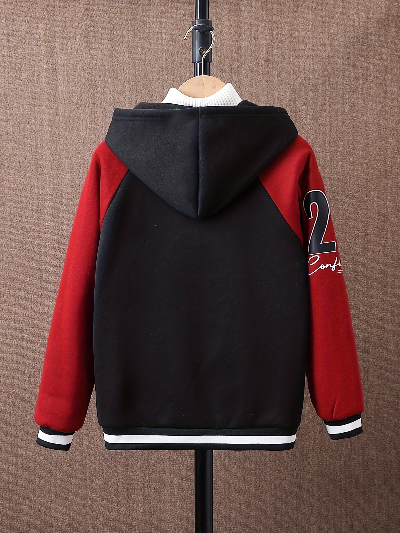 Boys Hoodie Color Block Long Sleeve Fall Winter Casual Polyester with "A" Print