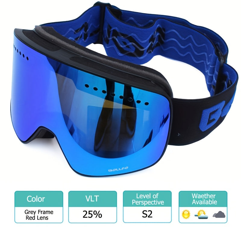 Adult Ski Goggles Mirrored Double Layer Lens TPU Frame for Snowboarding and Ice Skating
