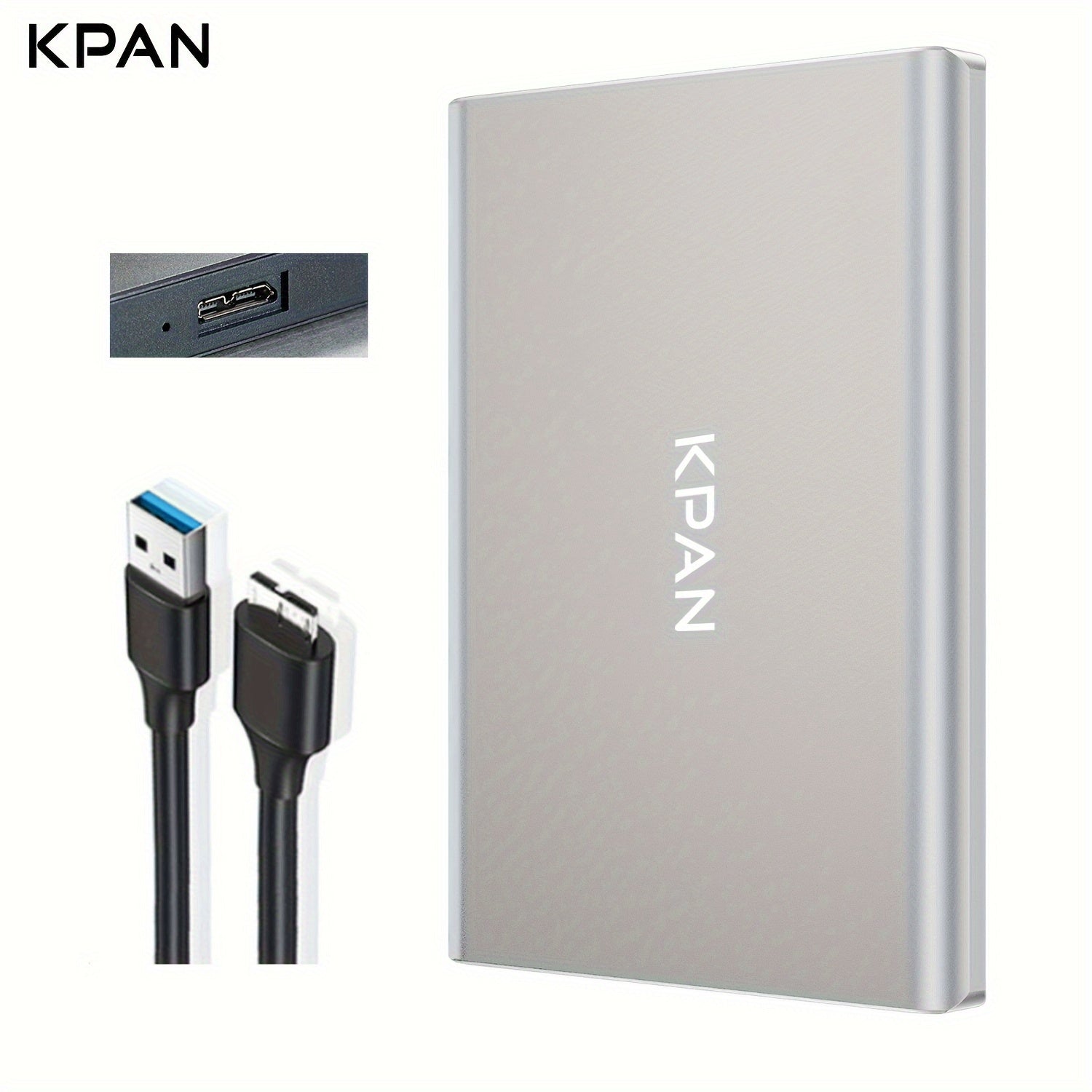 KPAN Portativ USB 3.0 Tashqi Qattiq Disk yuqori tezlikda ma'lumot uzatish uchun, katta sig'im (1TB/500GB/320GB), shaxsiy kompyuterlar, noutbuklar, smartfonlar va boshqalar bilan mos keladi.