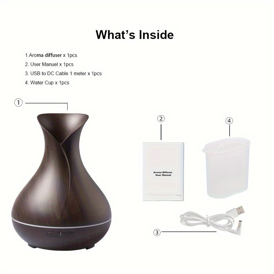 Ultrasonic Humidifier with Aromatherapy 550ml Water Tank LED Light Timer Quiet Cool Mist