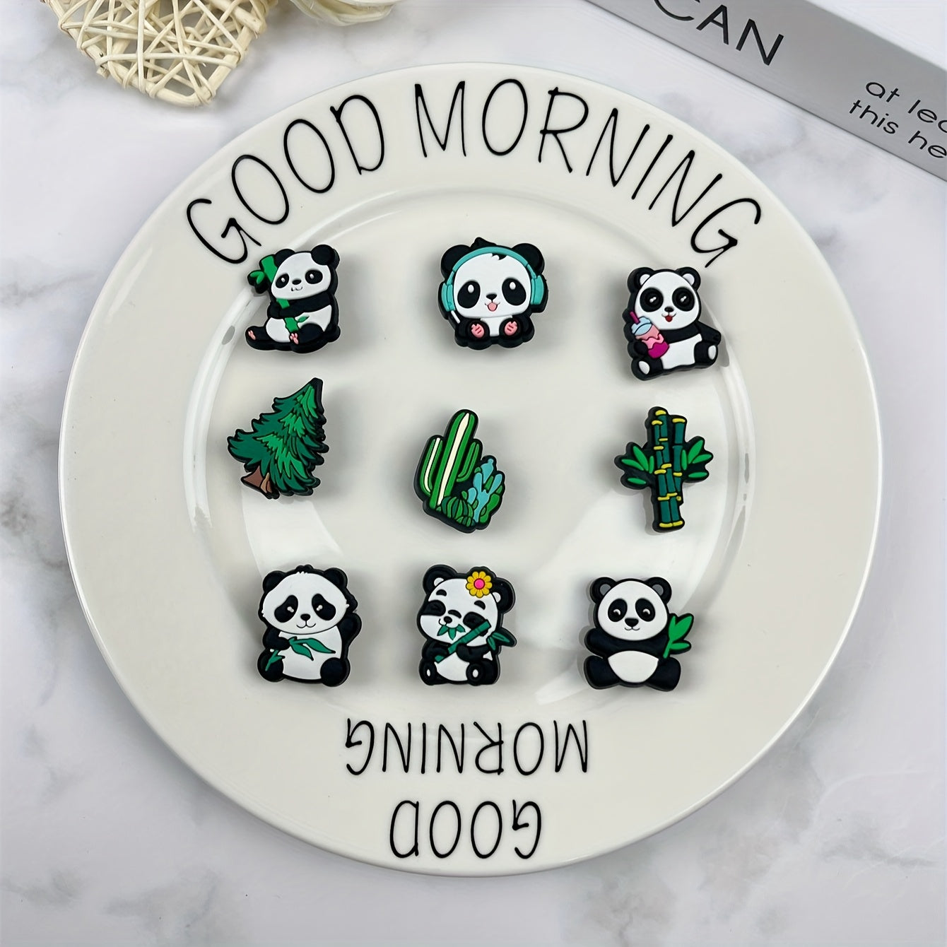 Animal Lovers DIY Panda Charm Set for Slippers and Jewelry, Non-Repetitive, Multiple Sizes