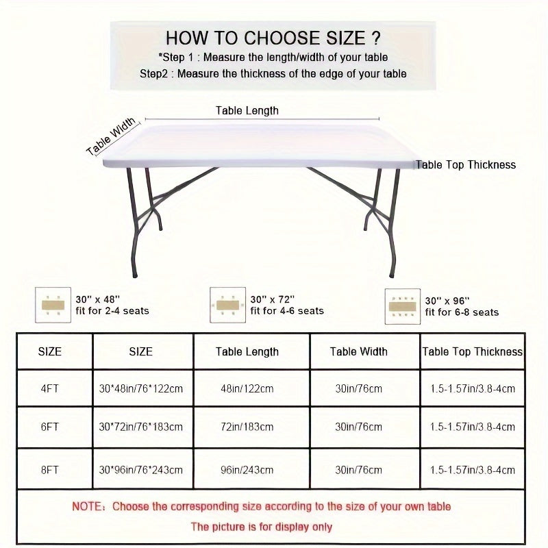 1 dona Spandex to‘g‘ri burchakli polyester stol qoplamasi - Suv o'tkazmaydigan, mashinada yuvish mumkin, bufet stoli, bayram kechki ovqati, to‘y, savdo ko‘rgazmasi va uy jihozlari uchun ideal.