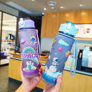 Space-Themed Astronaut Water Bottle with Straw Lightweight PVC-Free for Outdoor and Back-to-School