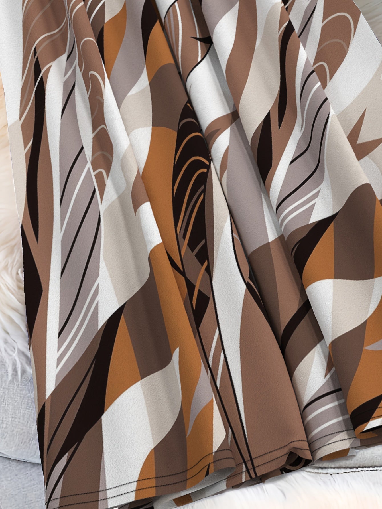 Women's Abstract Geometric Print High-Waist Skirt Polyester Blend Spring Summer Fall