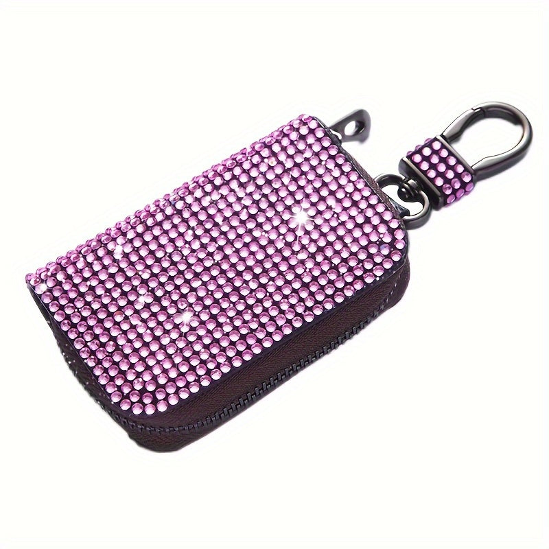 Women's Car Key Protector Rhinestone-encrusted Small Stylish Car Interior Accessory