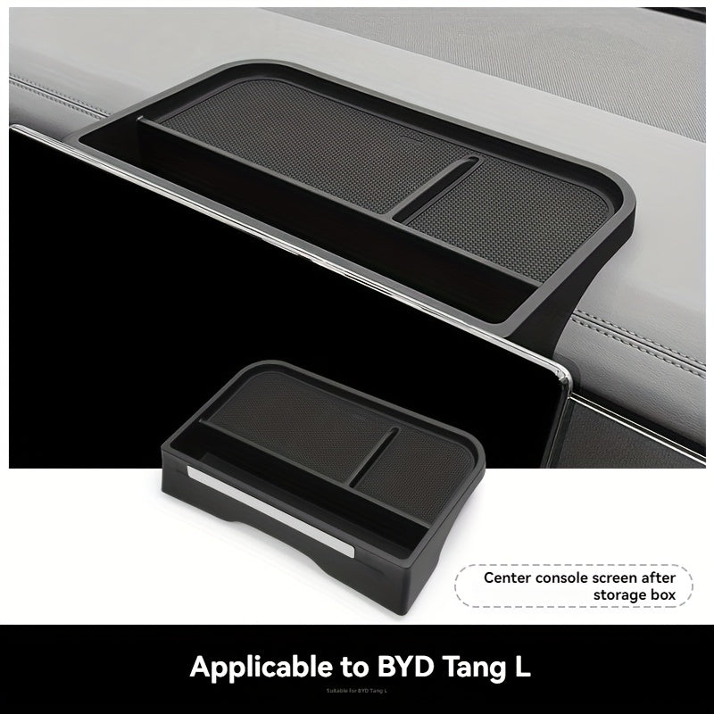 Center Console Storage Box ABS Material Screen Back Tray with Anti-slip Mat for SUV