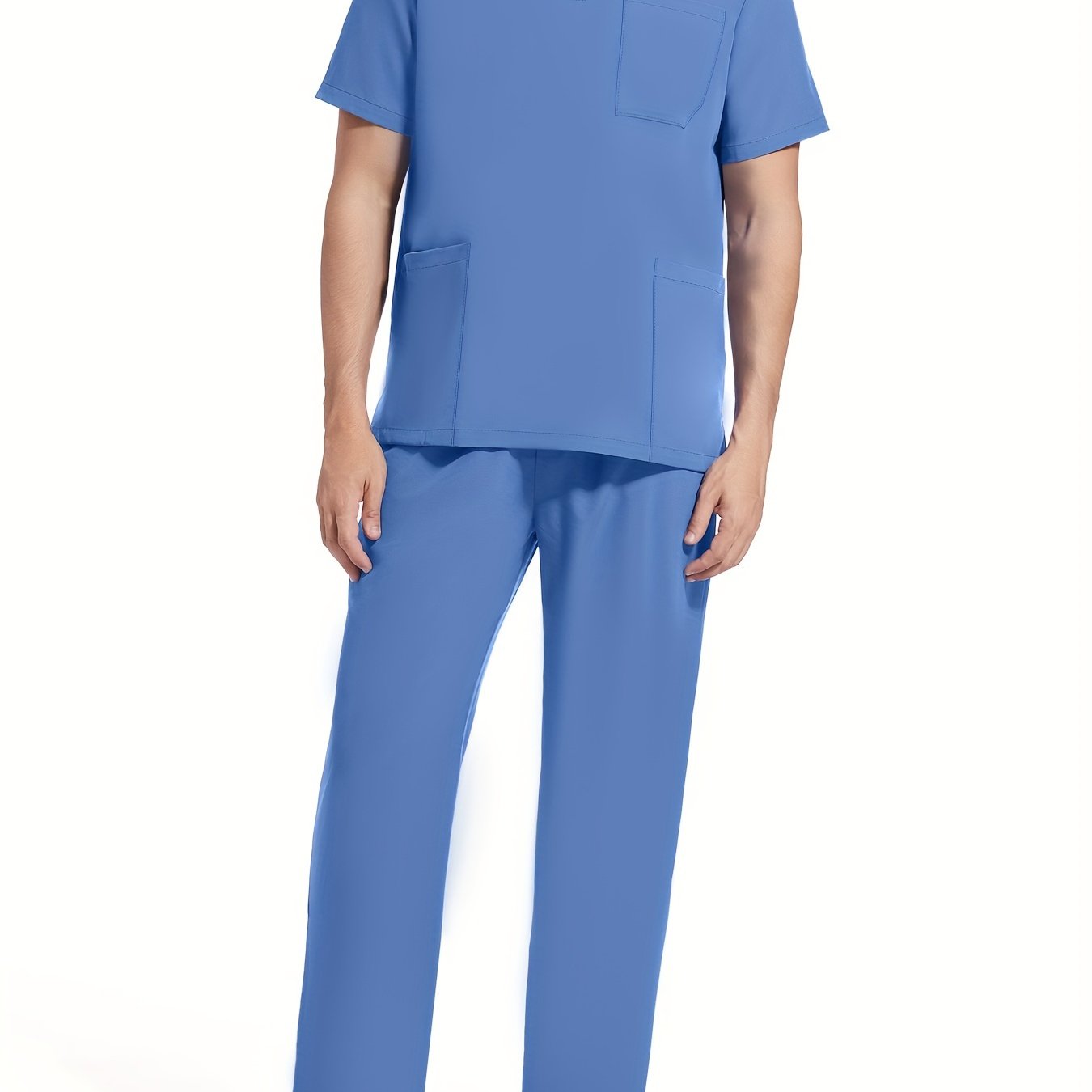 Мужской комплект рабочей одежды с коротким рукавом, эластичным поясом, дышащей тканью и карманами