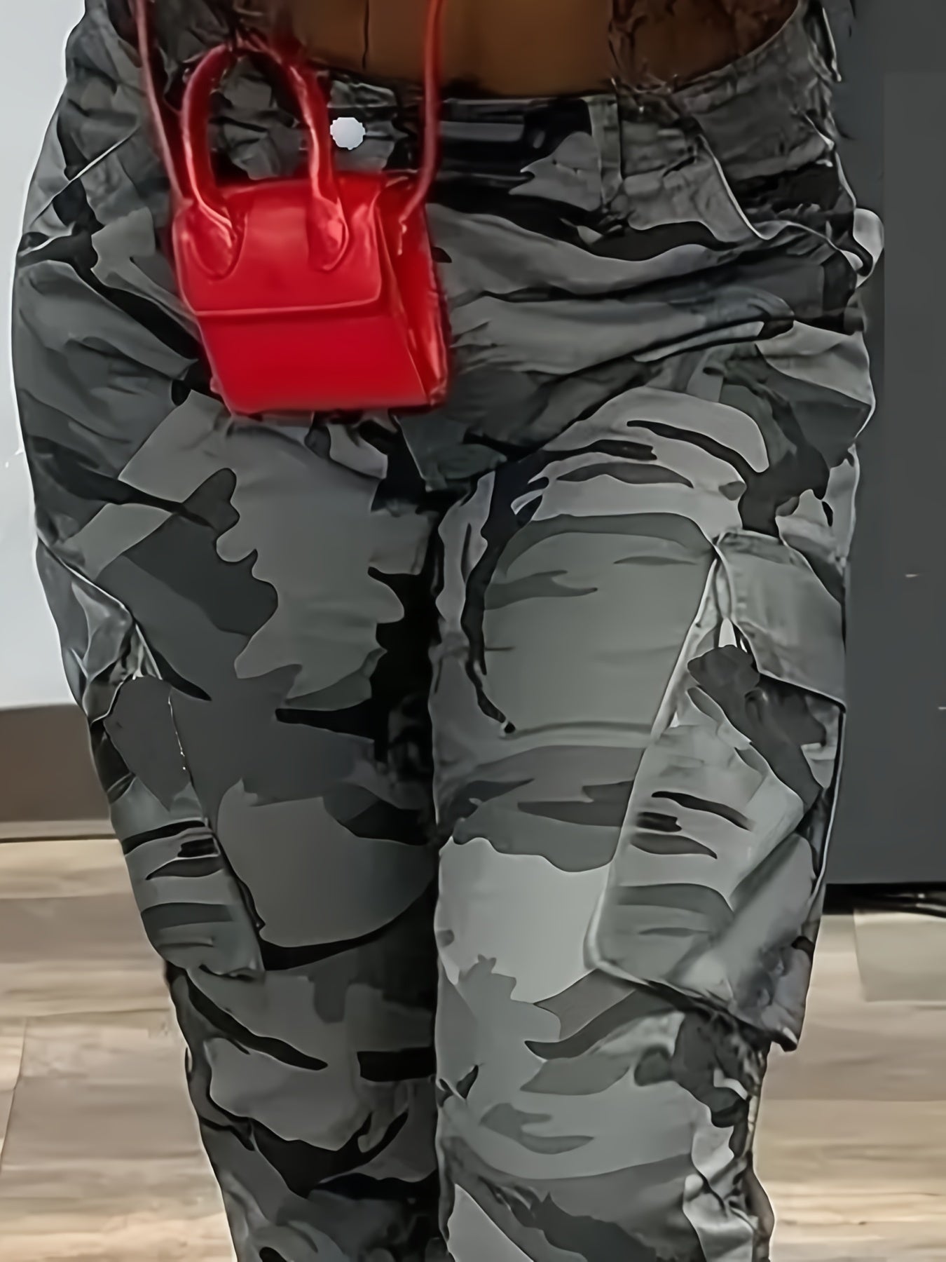 Women's Camo Cargo Jeans High-Rise Street Style Machine Washable