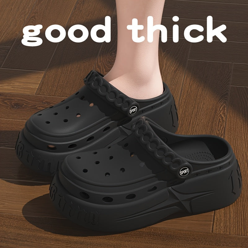 Women's Soft Sole Indoor Outdoor Slippers Solid Color Thick Heel Breathable