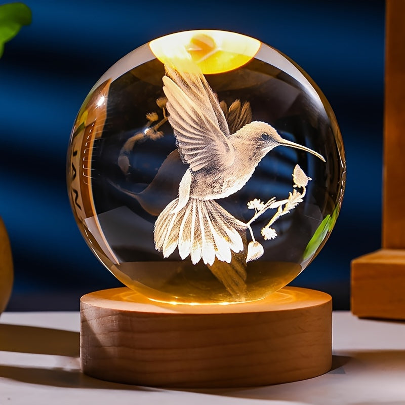 3D Hummingbird Night Light USB Color-Changing Animal Figurine Gift for Birthdays and Graduations