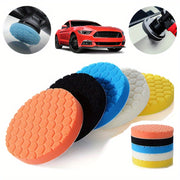 5pcs Car Boat Polishing Sponges Hexagonal Ripple Pattern Washable Buffing Sealing
