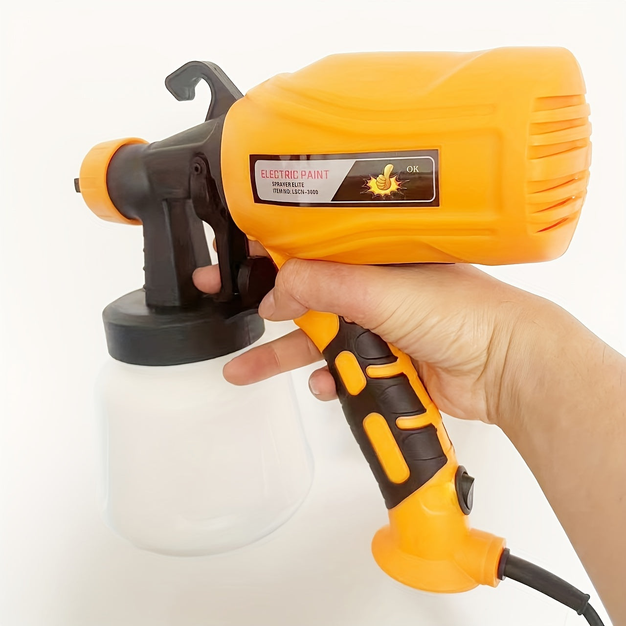 Portable Electric Spray Gun Kit Orange Black Adjustable Nozzle for Painting and Disinfection