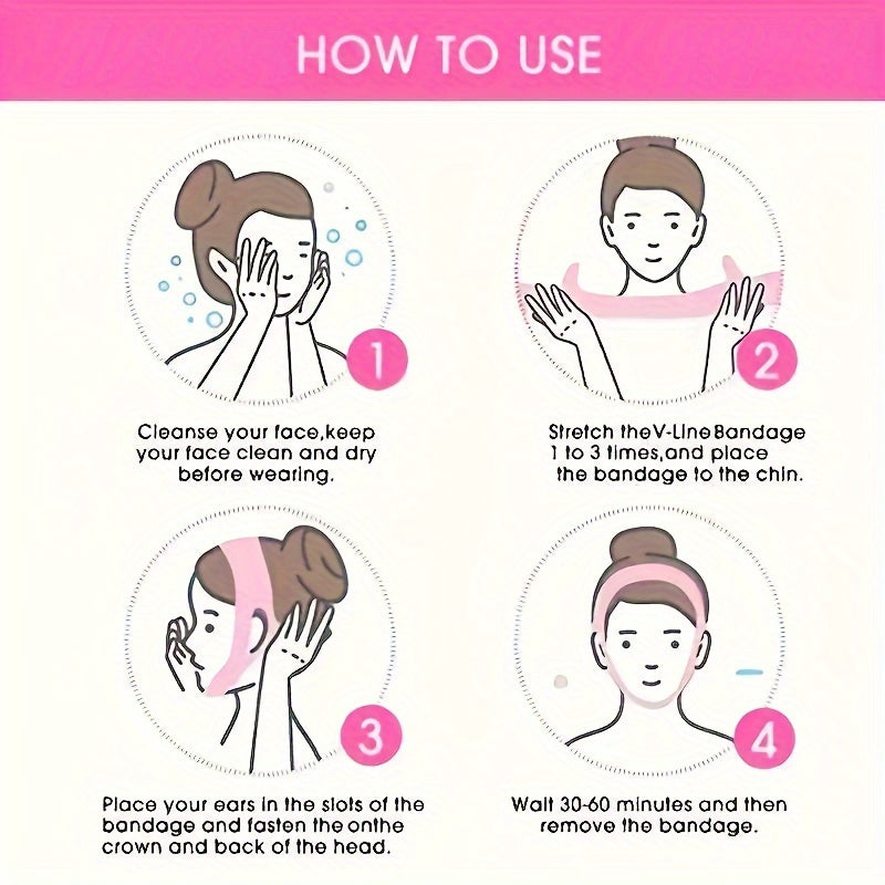 "Silicone V-Line Lift Mask - Ayollar va Erkaklar uchun Qayta Ishlatiladigan Yuzni Toraytiruvchi Kamar - Quloq Kamar Yuzni Ko'tarish Kamar, Hidi Yo'q, Quvvat Talab Qilmaydi"